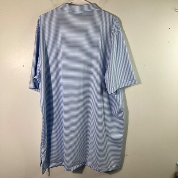 Mens Peter Millar Summer Comfort Polo Shirt Striped 2XL Blue White - Picture 2 of 8